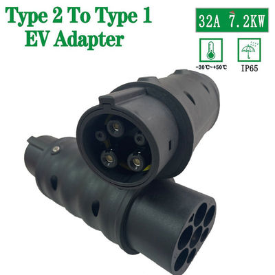 EV Şarj Adaptörü Tip2'den Tip1'e Max 32A IEC 62196'dan SAE J1772'ye Araba Şarjı Dönüştürücü AC