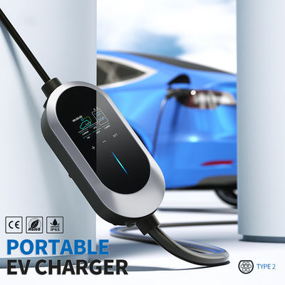 Max 32A Akım Ayarı Tip 2 EV Hızlı Şarj Cihazı, OEM AC Taşınabilir Elektrikli Araç Şarj Cihazı